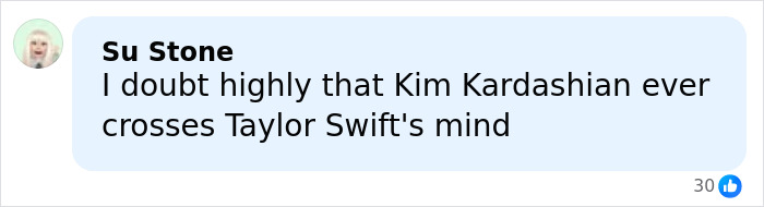 Social media comment expressing doubt about Kim Kardashian's Taylor Swift comments amid Blake Lively text reveal. Social media comment expressing doubt about Kim Kardashian's Taylor Swift comments amid Blake Lively text reveal.
