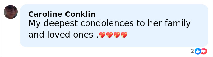 Comment by Caroline Conklin expressing condolences to Renee Good&rsquo;s wife and family over fatal ICE incident.