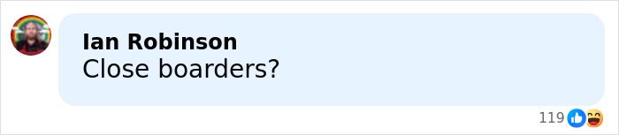 Person named Ian Robinson commenting Close boarders? on a social media post with 119 reactions about incurable virus outbreak and airport restrictions.