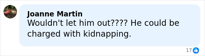 Comment on social media about Kiefer Sutherland's arrest for violent crime, mentioning kidnapping concerns.