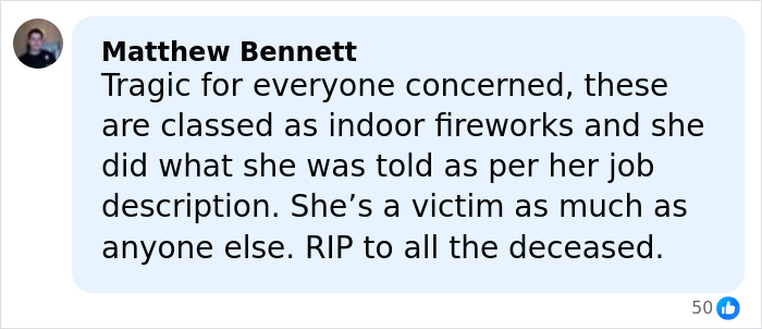Comment by Matthew Bennett discussing the fate of waitress allegedly involved in Swiss ski resort fire tragedy.