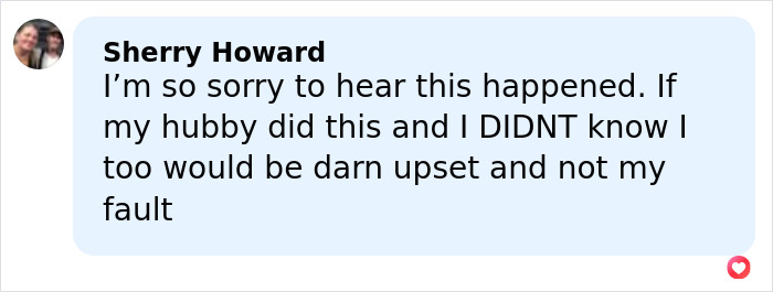 Comment from Sherry Howard expressing sympathy about her husband&rsquo;s actions, related to Melissa Gilbert and Timothy Busfield news.