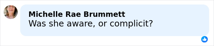Comment by Michelle Rae Brummett asking if Melissa Gilbert was aware or complicit in Timothy Busfield&rsquo;s police surrender case.