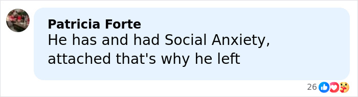 Comment mentioning Nick Jonas walking out due to social anxiety, explaining viral video context.