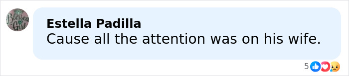 Comment from Estella Padilla saying cause all the attention was on his wife in a social media post about Nick Jonas.