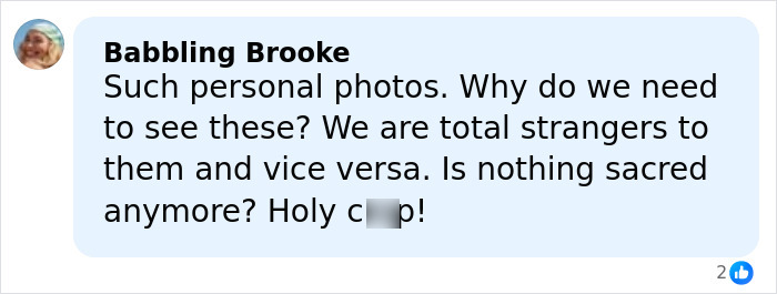 Comment on Meghan Trainor's secret surrogate baby photo expressing surprise and privacy concerns from social media user.