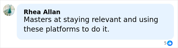 Comment by Rhea Allan praising Prince Harry and Meghan Markle for staying relevant on social media platforms.