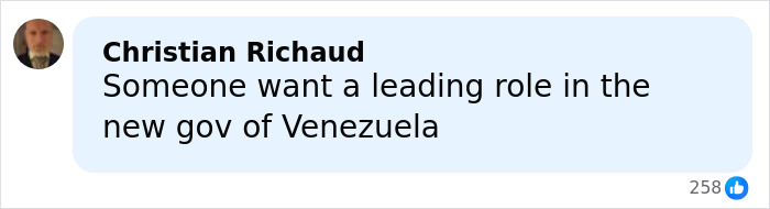 Comment by Christian Richaud discussing a leading role opportunity in the new government of Venezuela.