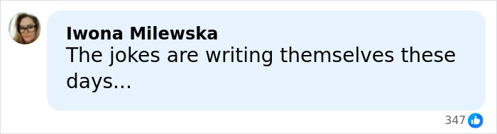 Person wearing glasses and a brown jacket, reacting with a comment about jokes writing themselves, social media style.