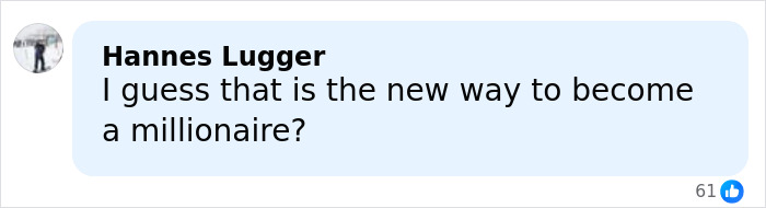 Comment from Hannes Lugger discussing the new way to become a millionaire, related to ICE agent controversy.