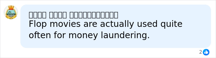 Comment on a social media post claiming flop movies are used for money laundering, related to Melania Trump's new documentary viral images.