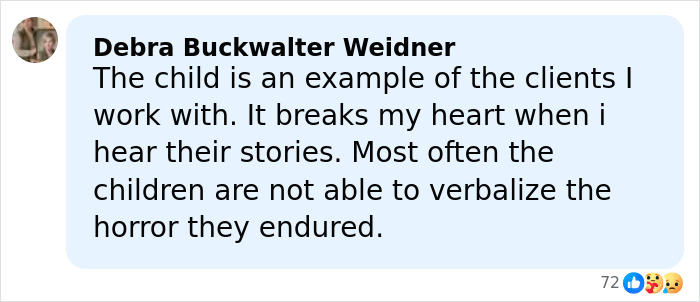 Alt text: Comment describing the heartbreaking story of a girl abandoned in a mobile home, highlighting her horrific situation.