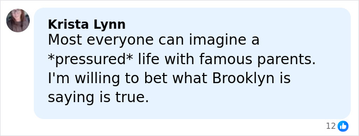 Comment from David Beckham&rsquo;s ex-assistant reacting to Brooklyn Beckham&rsquo;s viral family rift revelation on social media.