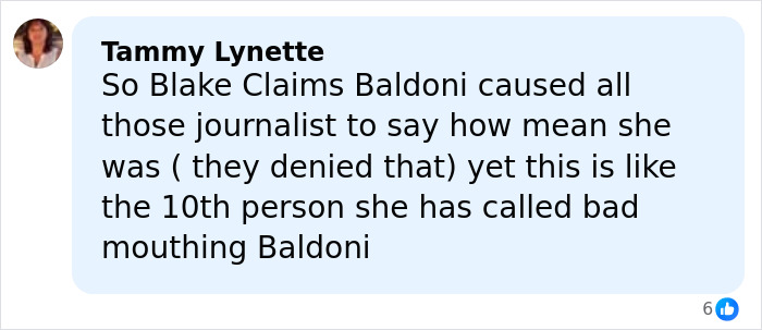 Comment discussing Blake Lively's claims about Justin Baldoni and his impact on journalists mentioning Baldoni. Comment discussing Blake Lively's claims about Justin Baldoni and his impact on journalists mentioning Baldoni.