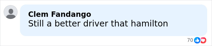 Comment bubble showing Clem Fandango stating a major Michael Schumacher health update stuns fans 12 years after F1 legend accident.