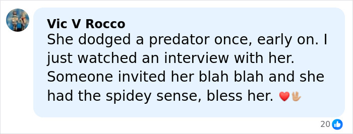 Screenshot of a social media comment discussing Jodie Foster and how she was saved from Hollywood predators as a child.