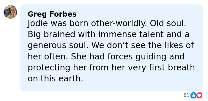 Comment discussing Jodie Foster&rsquo;s protection and guidance from Hollywood predators since childhood.
