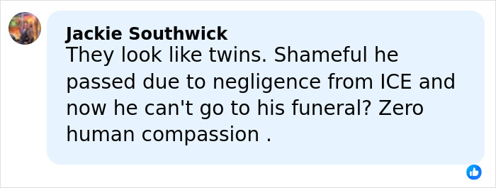 Comment criticizing ICE for preventing detained father from attending his son&rsquo;s funeral, highlighting lack of humanity and compassion.