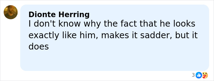 Comment by Dionte Herring expressing sadness about resemblance making the situation more painful, related to detained father funeral issue.