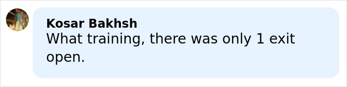 Comment from a waitress who escaped Swiss bar fire, highlighting safety concerns about the limited exit options during the incident.