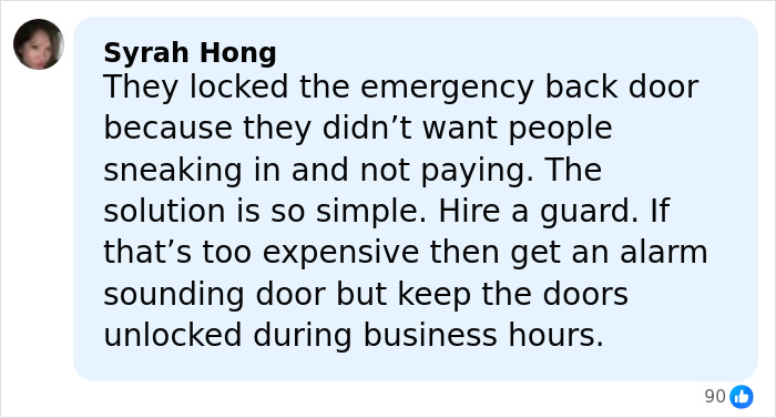 Comment from waitress who escaped Swiss bar fire sharing chilling claims about locked emergency exits and safety concerns.
