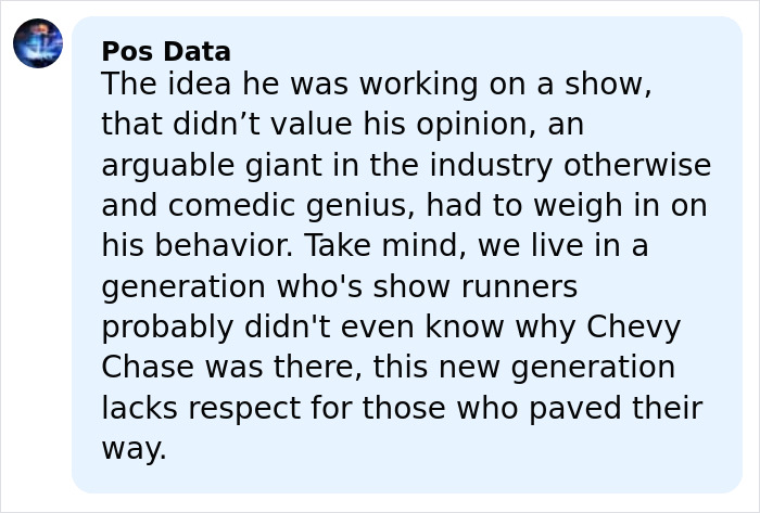 Comment discussing Chevy Chase's N-word scandal and its impact on his role in the TV industry and new generation opinions. Comment discussing Chevy Chase's N-word scandal and its impact on his role in the TV industry and new generation opinions.