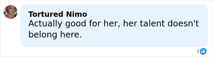 Commenter Tortured Nimo expressing opinion on the viral Evil Queen fired from Disneyland, highlighting talent mismatch in a social media post.