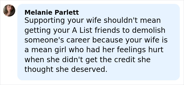 Screenshot of a social media comment discussing Ryan Reynolds in relation to Justin Baldoni legal battle texts.