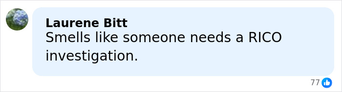 Comment on social media stating someone needs a RICO investigation related to Ryan Reynolds legal battle texts.