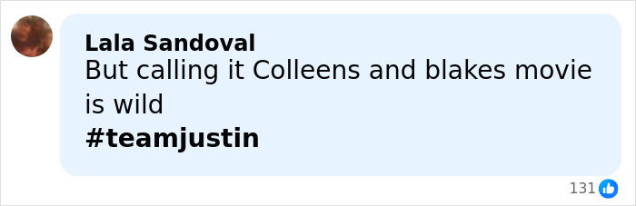 Comment mentioning Ryan Reynolds and Justin Baldoni legal battle texts in an online discussion.