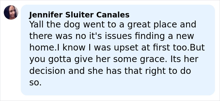 Comment defending Jennifer Lawrence's decision to rehome her pet after nine years, asking for grace and understanding. Comment defending Jennifer Lawrence's decision to rehome her pet after nine years, asking for grace and understanding.