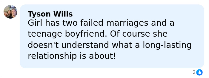 Facebook comment by Tyson Wills criticizing Kristen Bell and Dax Shepard marriage amid Cher debate Facebook comment by Tyson Wills criticizing Kristen Bell and Dax Shepard marriage amid Cher debate