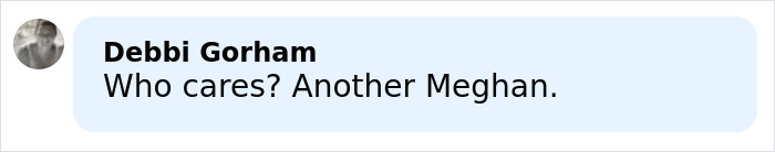 Comment on social media post expressing indifference, mentioning Meghan, related to Nicola Peltz's tattoo message about Beckham family.