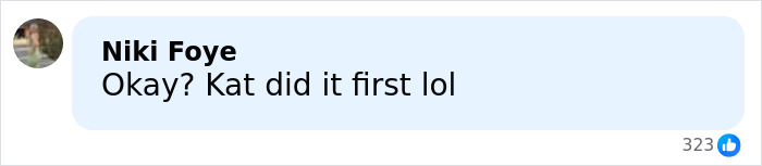 Screenshot of a social media comment by Niki Foye responding to a previous message in a casual tone. Screenshot of a social media comment by Niki Foye responding to a previous message in a casual tone.