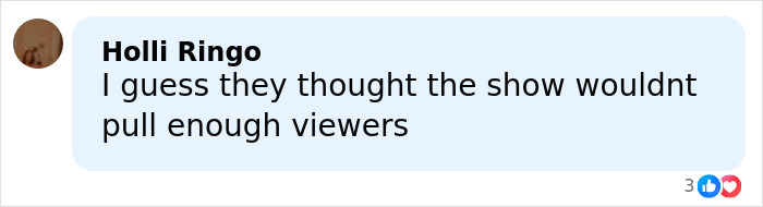 User comment on a social media post expressing doubt about the show's ability to attract enough viewers. User comment on a social media post expressing doubt about the show's ability to attract enough viewers.