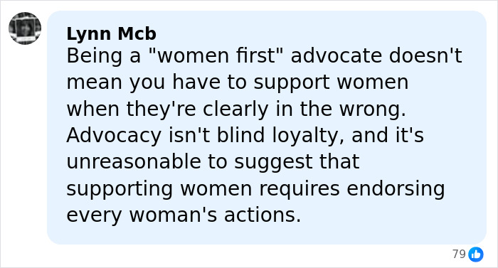 Screenshot of a social media comment discussing support for women, linked to British actress Jameela Jamil and Blake Lively.