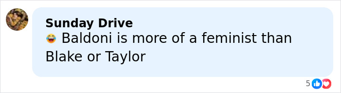 Text message screenshot showing a discussion mentioning British actress Jameela Jamil insulting Blake Lively as a villain.