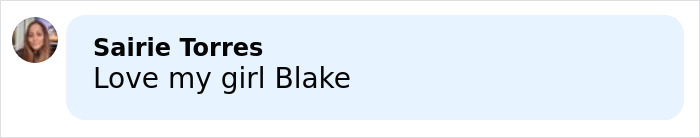Screenshot of a social media comment saying Love my girl Blake referencing British actress Jameela Jamil and Blake Lively.