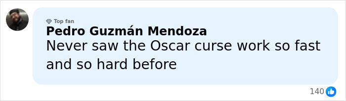 Comment by Pedro Guzmán Mendoza on social media discussing Will Smith accused of harassing and grooming in lawsuit.