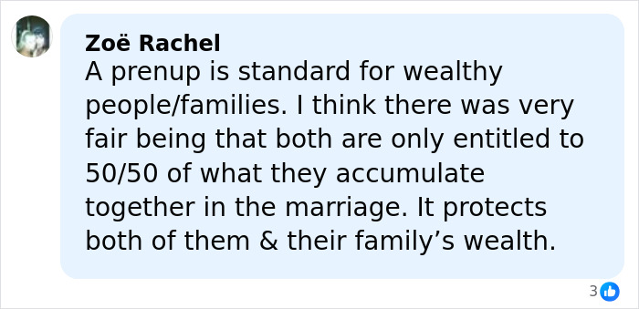 Comment about prenup protecting family wealth in wealthy families, related to Beckham family feud twist.