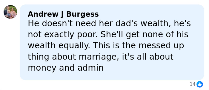 Comment about Beckham family feud and Brooklyn&rsquo;s prenup linking him to the Peltz family in a social media post.