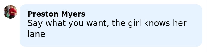 Comment by Preston Myers praising a girl’s expertise, related to Sydney Sweeney lingerie launch and fan reactions.