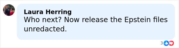 Commenter Laura Herring expressing demand for Epstein files release amid Enrique Iglesias&rsquo; famous father Julio investigation.