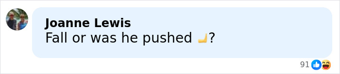 Social media comment questioning if Piers Morgan's injury was a fall or a push related to Donald Trump incident.