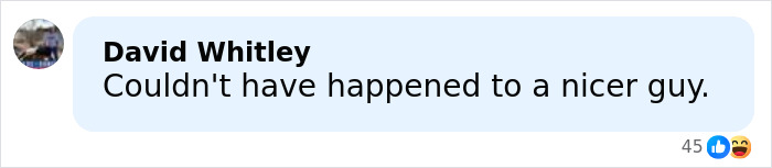 Comment on social media post mentioning karma and serious injury, referencing Piers Morgan blaming Donald Trump.