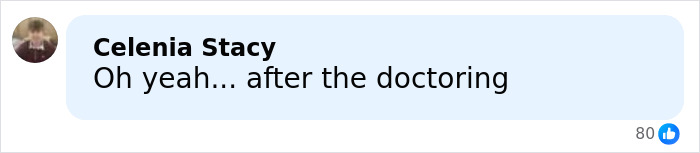 Comment by Celenia Stacy reading Oh yeah after the doctoring with 80 likes on a social media post about DOJ Epstein files. Comment by Celenia Stacy reading Oh yeah after the doctoring with 80 likes on a social media post about DOJ Epstein files.