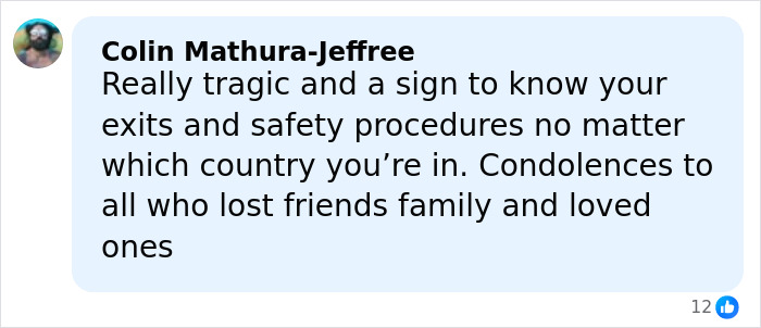 Comment on safety and condolences following Swiss ski resort fire allegedly started by waitress, highlighting tragic loss of 40 lives.