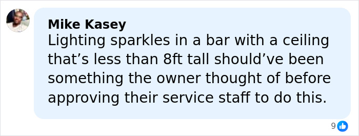 Comment by Mike Kasey criticizing safety measures after waitress allegedly started deadly Swiss ski resort fire.