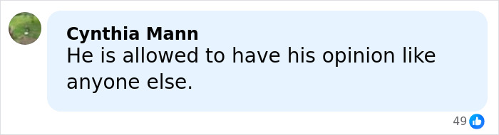 Comment by Cynthia Mann expressing opinion, related to Chris Noth breaking silence after fan backlash.