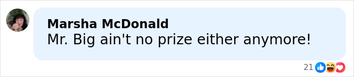 Screenshot of a social media comment reacting to Chris Noth's off the cuff dig at Sarah Jessica Parker sparking fan backlash.